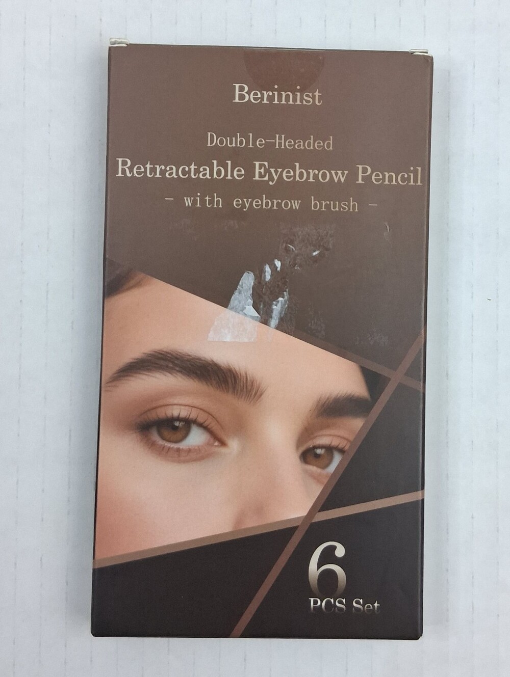 Berinist Double-Headed Retractable Eyebrow Pencil w/ Eyebrow Brush 6ct: Brown